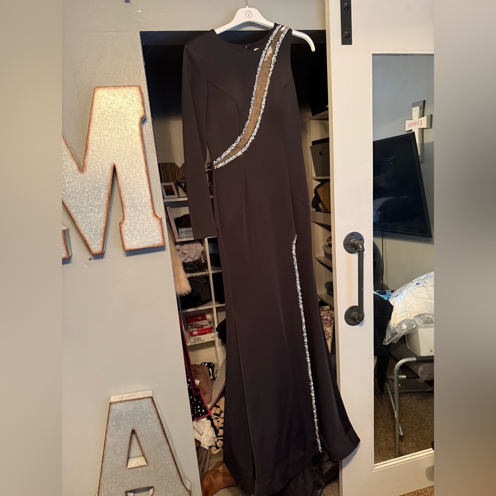 Chic Black Gown with Silver Accents